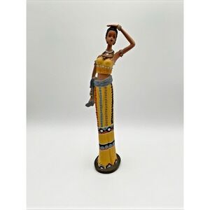 Vtg? 14" African Woman Yellow Dress Cultural Figurine by UTI Beautiful Color#763